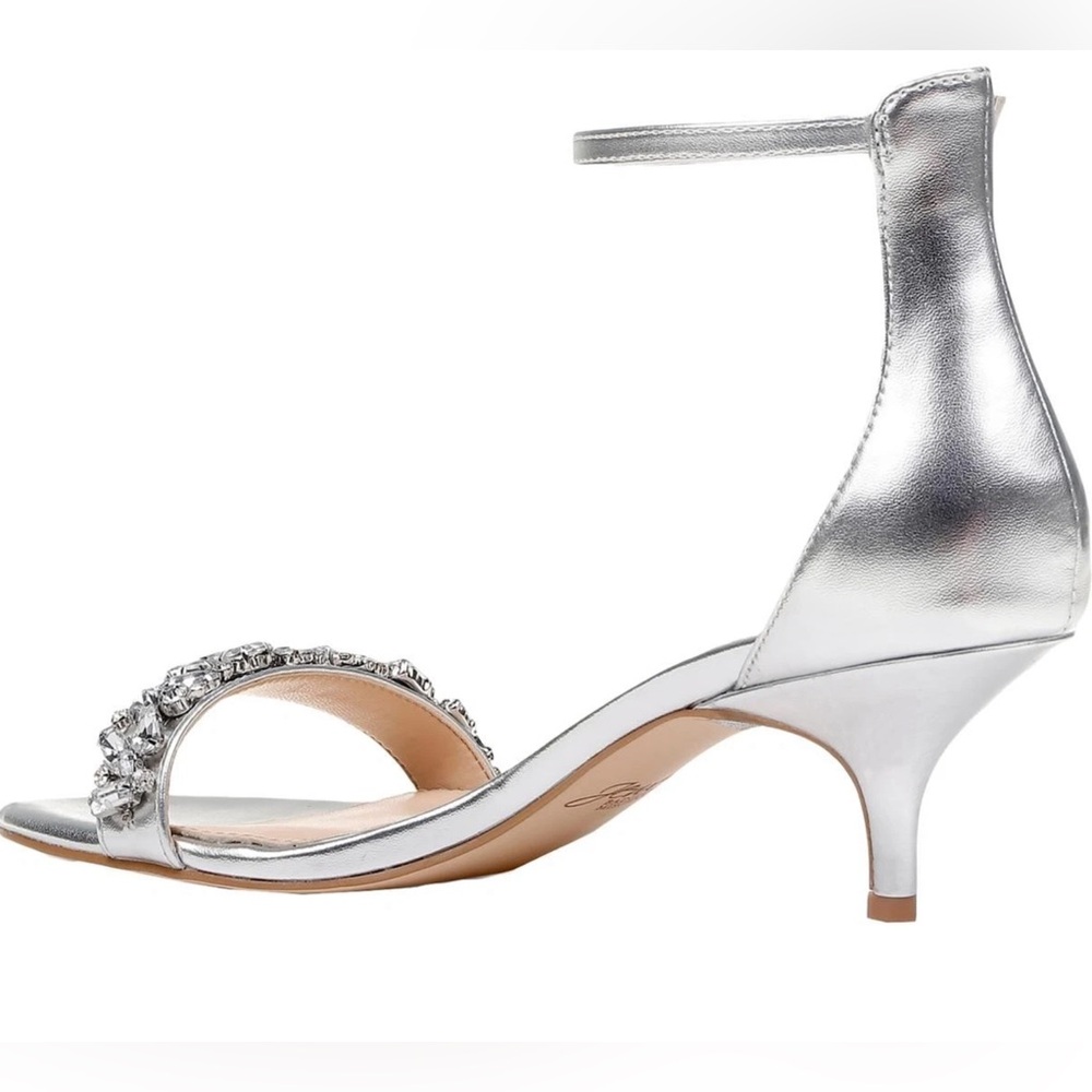 Jewel Badgley Mischka Women’s Dash Silver Heel Sandals Size 6 - Picture 2 of 16